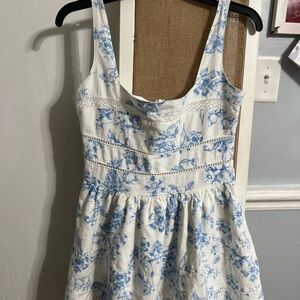 Floral Blue and White Mini Dress